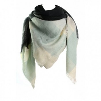 Plaid Scarf for Women - UPhitnis Warm Tartan Blanket Scarf - Stylish Oversized Checked Shawl for Winter - Black - CE186WO2EHM