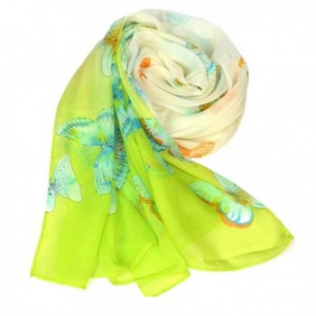 DZT1968Spring Summer Autumn Winter Women Girl Printed Butterfly Long Chiffon Shawl Scarf Pashmina (Green) - CQ125I3KZ4V