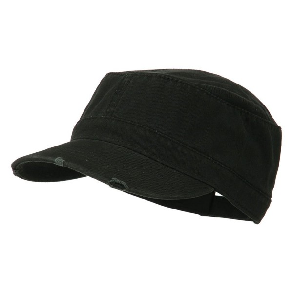 Garment Washed Distressed Military Cap - Black - CQ11UU779A3