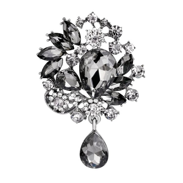 Fani Brooch Fashion Alloy Brooch Pin Rhinestone Beauty Flower Design for Wedding - Black - CU188WE74O4