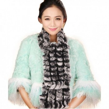 URSFUR Wide Rex Rabbit Fur Scarf Multicolor - Black Frost - C511MD1D8YL