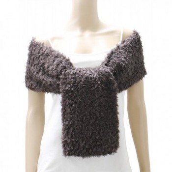 Womens Brown Curly Plush Weight - Dark Brown Curly Wool Like Stole - CU126TZ5PGP