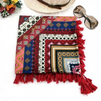 Womens Cotton Pashmina Square Tassels