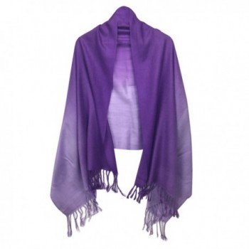 Xelitem Silk Pashmina Shaded Large Scarf Shawl Wrap - Purple Shade - C317YGYZ6RO