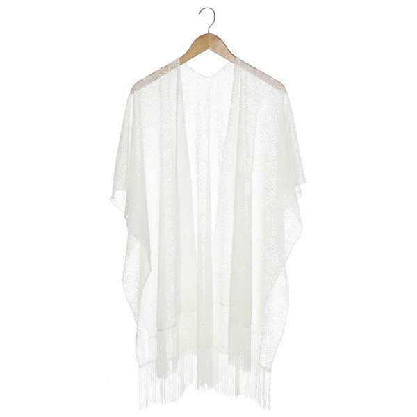 Capelli New York Solid Lace Kimono Scarf With Fringe - Ivory - CF11V2W377F