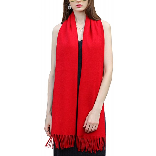 Super Soft Cashmere Blanket Scarf with Tassel Red Warm Shawl Gift Valentine's Day - Red - C01879IQT4W
