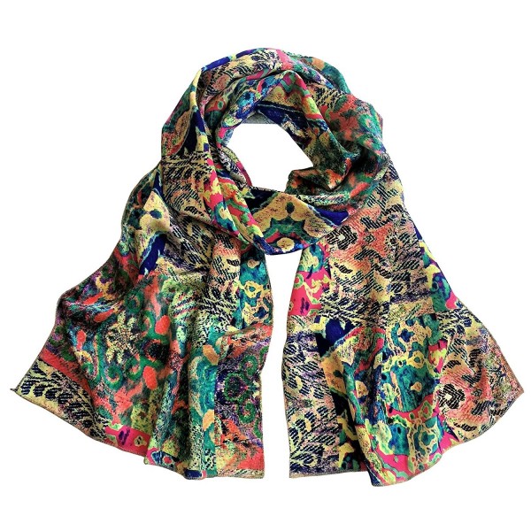 TC Luxury Chiffon Silk Blend Scarves in Solid Color and Beautiful prints - Multi Heaven - CA18286S54M