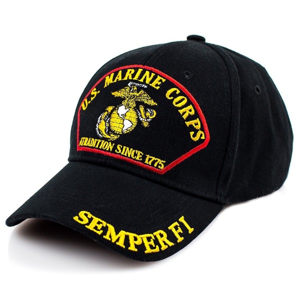 Exclusive Caps - U.S. Marine Corps Semper Fi Hat Baseball Cap - Black - C717YYYZQ9I