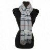 Fashion Secret Soft Checked Plaid Cashmere Feel with Twisted Fringe Scarf Wrap Shawl - Gray - CI128RQW1BB