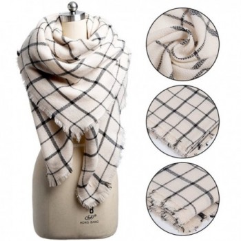 Plaid Blanket Scarf Winter Tartan Scarves Warm Cozy Pashmina Wrap Shawl for Women - Beige - CK187R8TA6O