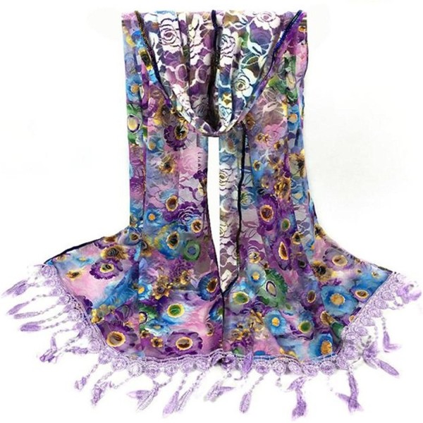 HN Women Scarves Wrap Tassel Shawl Lace Scarf On Clearance - Purple - C912MOGEZXR