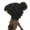 Wrapables Warm Knit Confetti Beanie with Pom Pom- Black - C712NEPWP77