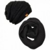 Wrapables Winter Warm Knitted Infinity Scarf and Beanie Hat Set - Black - C112FLPTFP1