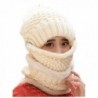 WETOO Womens Slouchy Beanie Hat Scarf and Mask Set 3 Pieces Knit Snow Skull Cap - Beige - CR187XT7OX2