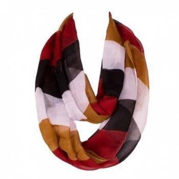 Nanxson(TM) Women Voile Fashion Patchwork Band Design Scarf/Wrap WJW0011 - Black Red - C212G7K8W21