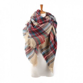 Plaid Checked Tartan Scarf Wrap Shawl - red camel - C71267ASQA7