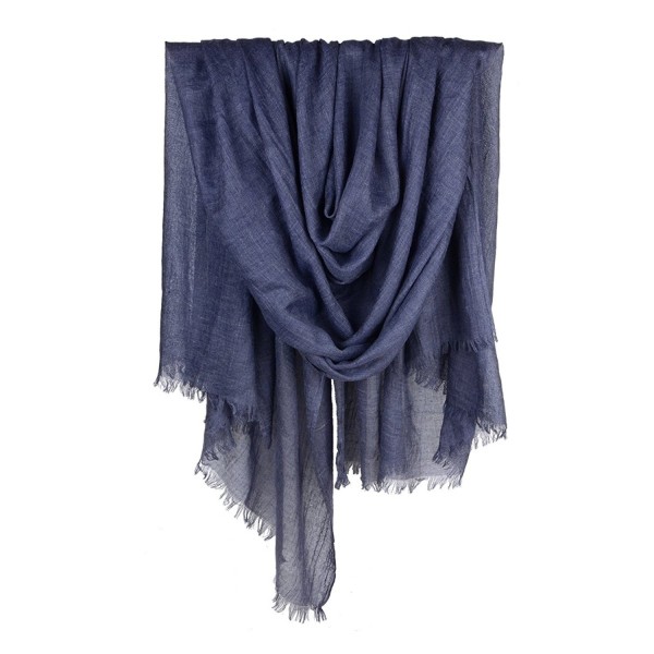 Iristide Womens Long Scarf in Solid Color Light Weight Large Shawls Wrap 75x43in - Navy - C4185S8SWWE