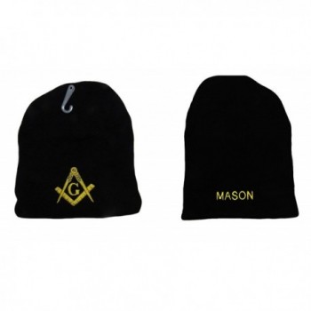 AES 8" Mason Masonic Lodge Mason Letters Black Embroidered Beanie Skull Cap Hat - CU188T3R269