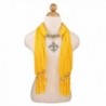 Elegant Charm Pendant Jewelry Necklace Scarf w/Fleur de lis Medallion-11 Colors - Yellow - CR11DSYHVVX