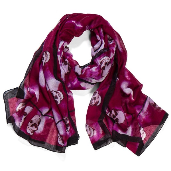 AOLOSHOW Oversized Skull Scarf Printed Shawl Halloween Gift - B Purple Red - C0126OVTA8R