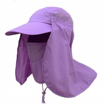 Lanzom Quick Drying Hiking Fishing Camping Visor Hat Face Neck Cover Sun Cap UPF 50+ - Purple - CI17Z3CGX72