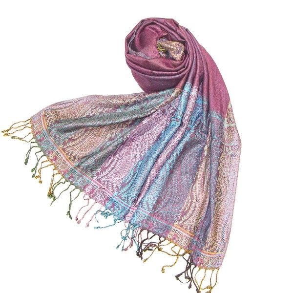 Lovarzi Women's Pashmina Scarf Shawl - Chic Paisley Scarves for Ladies & Girls - Pink - CC116L8JOYF