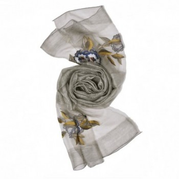 Women Guaze Embroidered Floral Scarves in Fashion Scarves