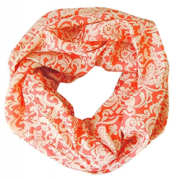 Peach Couture Women's Henna Tribal Floral Paisley Print Boho Infinity Scarf Loop - Coral/Crème - CD11MU1FC61