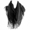 Crochet Fringed Infinity Endless Black Wide