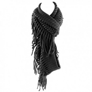 Crochet Fringed Infinity Endless Black Wide in Fashion Scarves