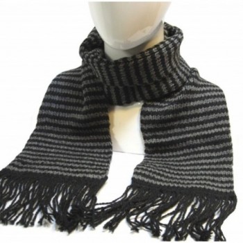 Alpaca Wool Striped Scarf Scarves 6" x 72" Handmade in Bolivia - Black Dark Gray - C211G72QRXV