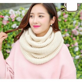 Winter Knitted Thicken Neckerchief Off White in Women's Cold Weather Neck Gaiters