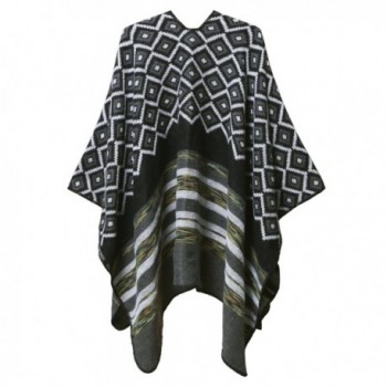 LHHZ U Womens Color Block Poncho in Wraps & Pashminas