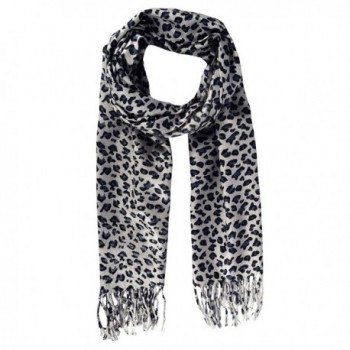 Peach Couture Animal Leopard Print Sheer Scarves Summer Shawls Wraps Fringes - Gray - CT12ER2ATQH