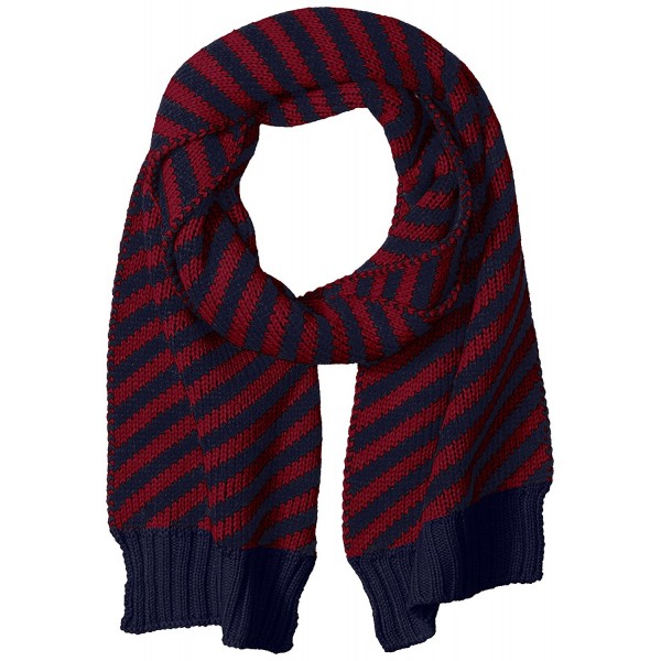 Nautica Women's Bias Stripe Knit Scarf - Navy/Wine - CV12KO8XVRN