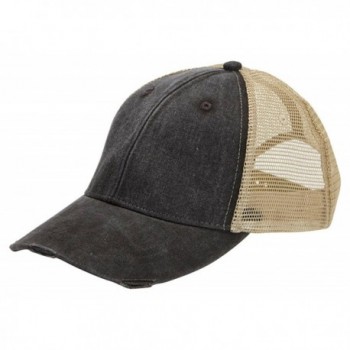 Adams Cap mens 6-Panel Pigment-Dyed Distressed Trucker Cap(OL102) - Black/tan - C511JLJ1J7B