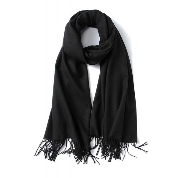 Lujuny Unisex Pure Color Cashmere Scarf Shawl - Warm Infinity Blanket Wrap for Spring - Black - C017Y0OY9WR