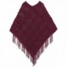 Livingston Women's Cozy Knitted Pullover Sweater Wrap Shawl w/Tassels - Burgundy - CG188KR5NYG