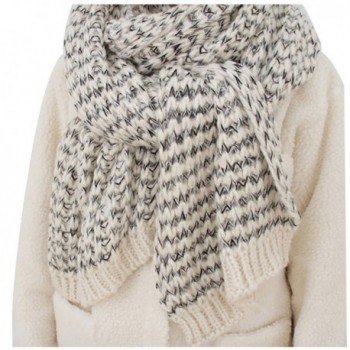 Chunky Cable Soft Mohair Knit Scarf Long Fluffy Wrap for Women Men in Winter FP02 - White - CQ187E3XDEN