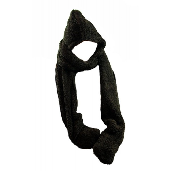 Brand Hood Scarf with Mittens - LIFE TIME WARRANTY! - Black - CJ11HYWXTPH