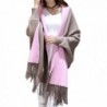 BeneAlways Women Reversible Cape Cloak Pashmina Poncho Scarf Shawl Wrap - Khaki + Pink - CY187AO3XQO