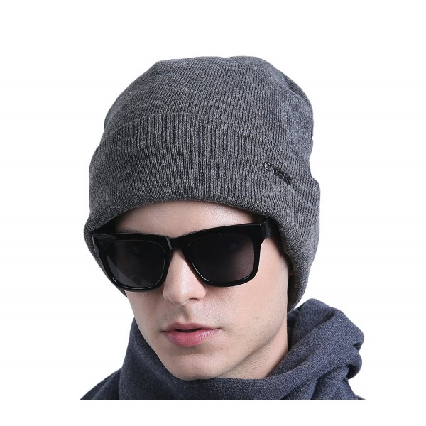 CACUSS Men&lsquos Classic Wool Beanie Hat Knit Skull Ski Caps With Fleece Lined - Z0079_grey - CA185TDKOO3