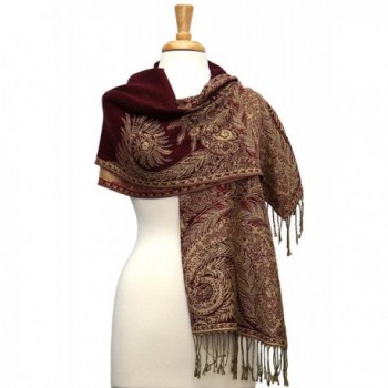 Fashmina Original Paisley Pashmina Shawl Scarf - Dark Red - CJ1862NDCGL