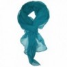 Love Lakeside Modern- Chiffon Silk Blend Solid Color Oblong Scarf - Teal Blue - C911Y59JR6H