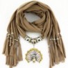 Iusun Luxury Women Heart Gemstone Necklace Scarves Shawl Soft Scarf Wraps - Khaki 2 - CB12O4PV1RX