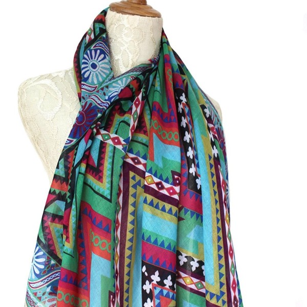 ADJOINT Women's Colorful Printed Boho Bohemian Soft Square Scarf - Multicolor 2 - CW184C9IX4D