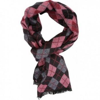 Sakkas Ezel Long Warm Argyle Patterned UniSex Cashmere Feel Scarf - Pink - C912LBFBO6N