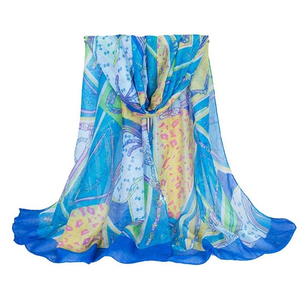 Nanxson(TM) Lady/Women's Voile Fashion Design Summer Scarf/Wrap 18080CM WJW0012 - Blue - CB12G7K7XU3