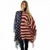 American Flag Print Poncho Fringe in Wraps & Pashminas