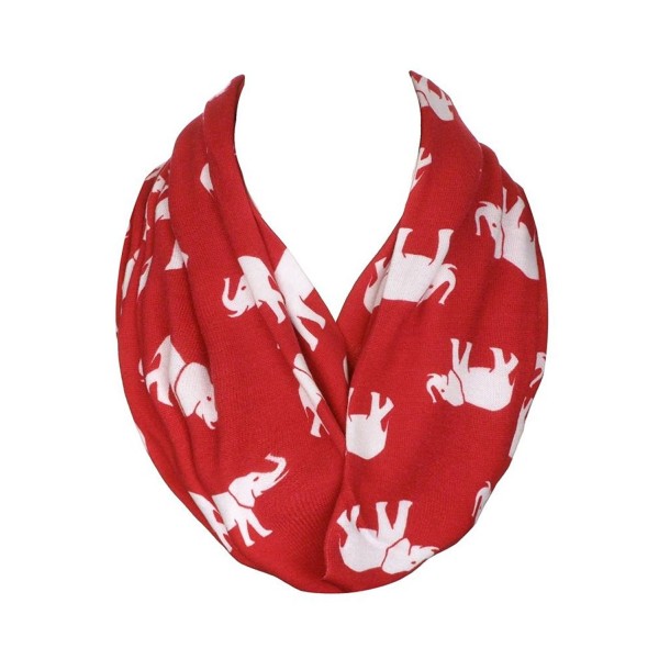 Women's Elephant Print Thin Light or Thick Extra Soft Warm Infinity Loop Scarf - Thick - Red - C212BR48K4R